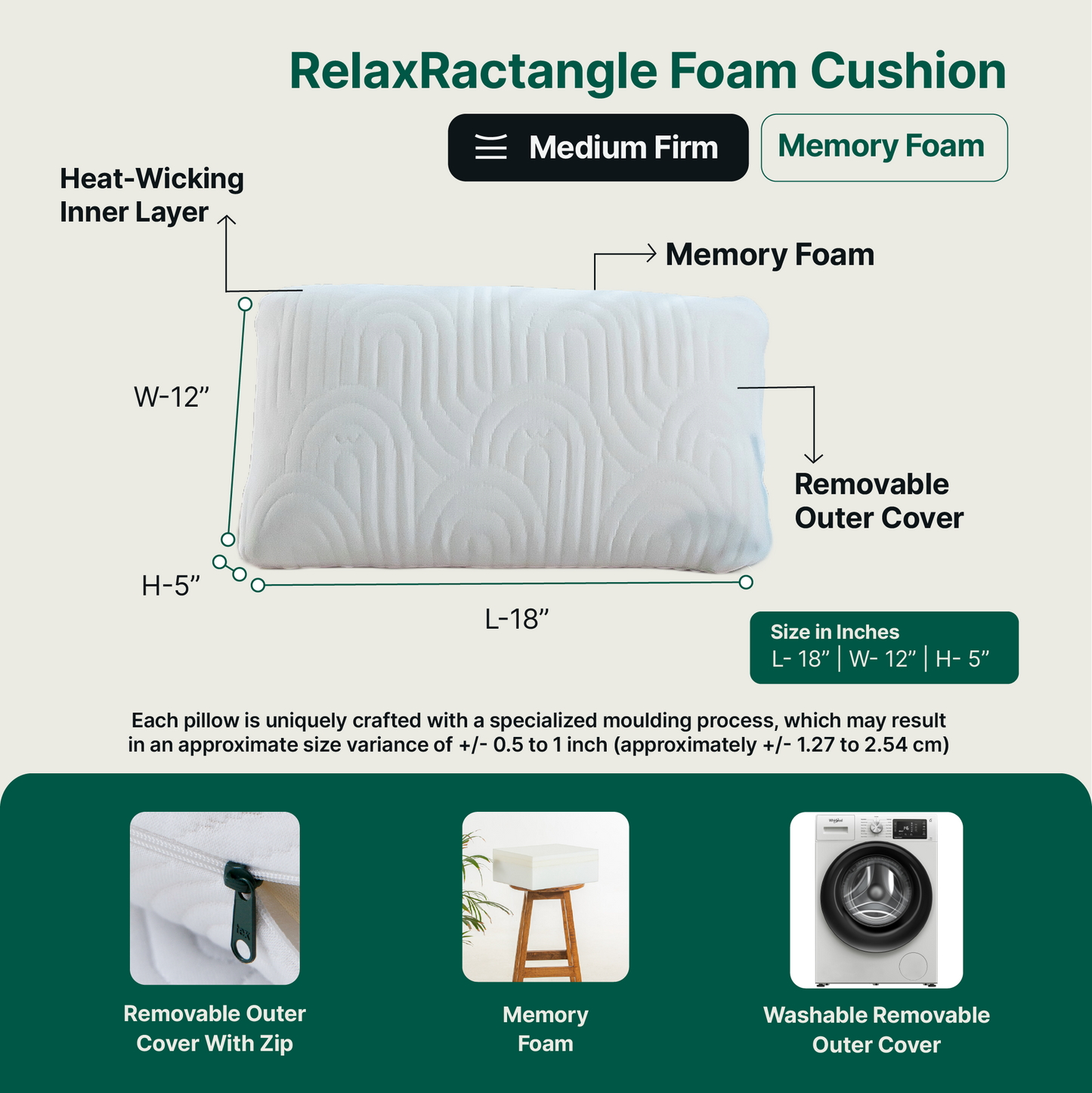 Relax Rectangular Memory Foam Throw Pillow