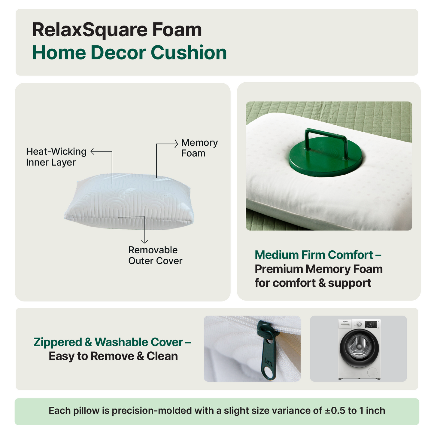RelaxSquare Memory Foam Throw Pillow