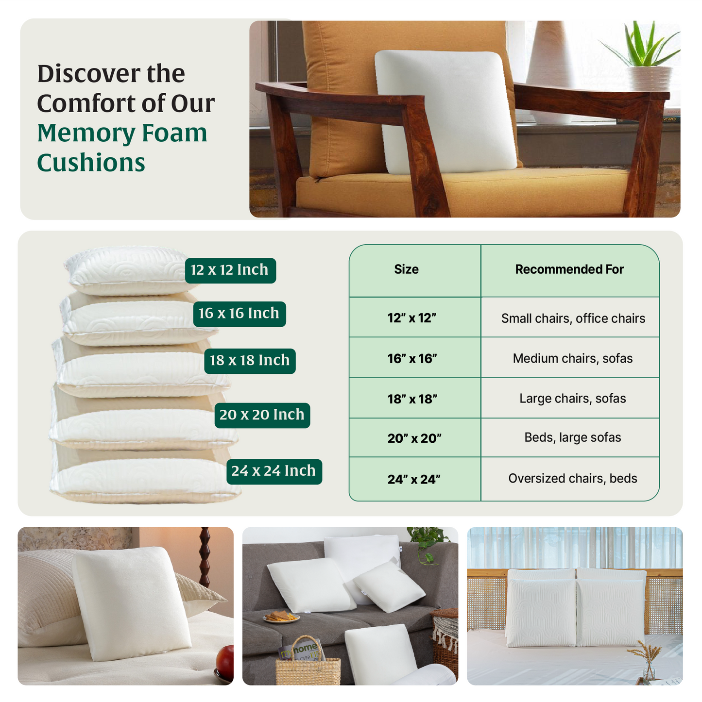 RelaxSquare Memory Foam Throw Pillow
