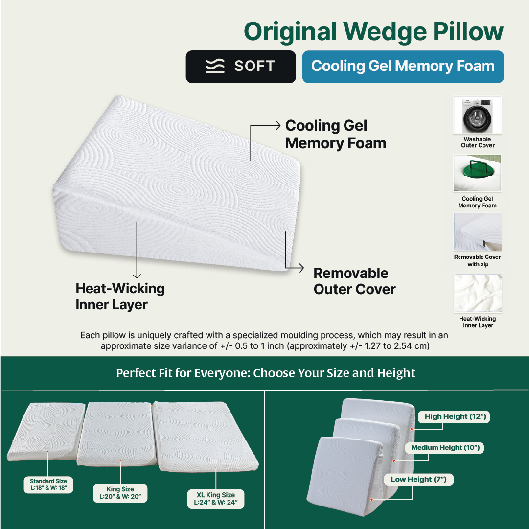 Original Cooling Gel Memory Foam Wedge Pillow - Soft