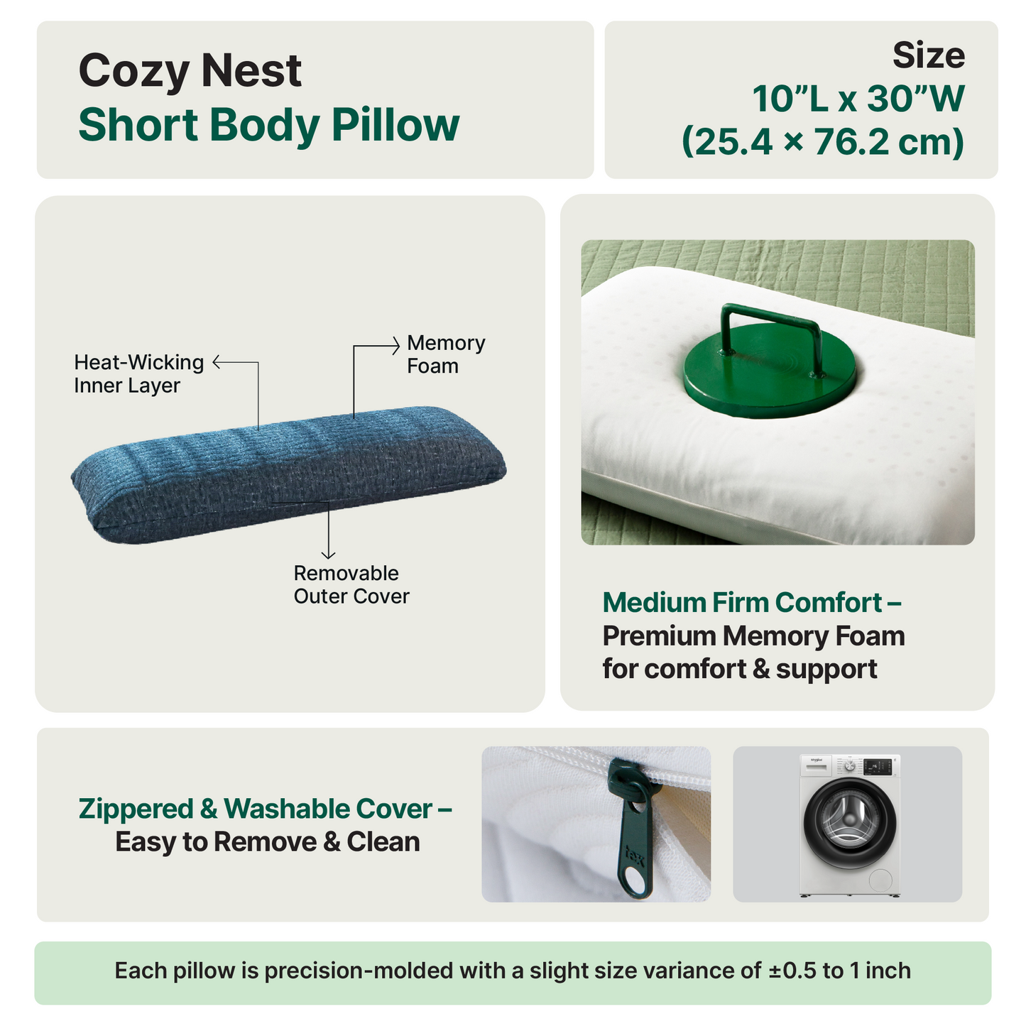 Cozy Nest Short Body Pillow