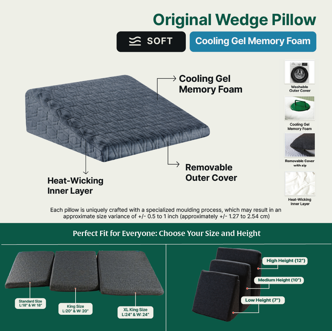 Original Cooling Gel Memory Foam Wedge Pillow - Soft