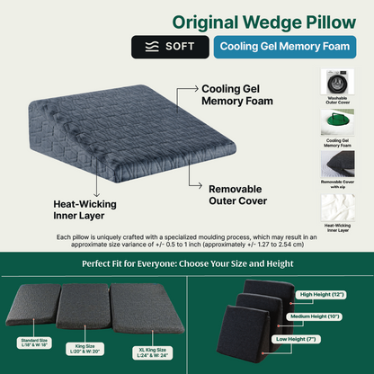 Original Cooling Gel Memory Foam Wedge Pillow - Soft