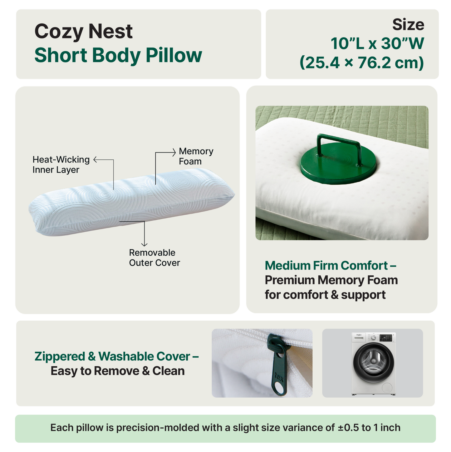 Cozy Nest Short Body Pillow
