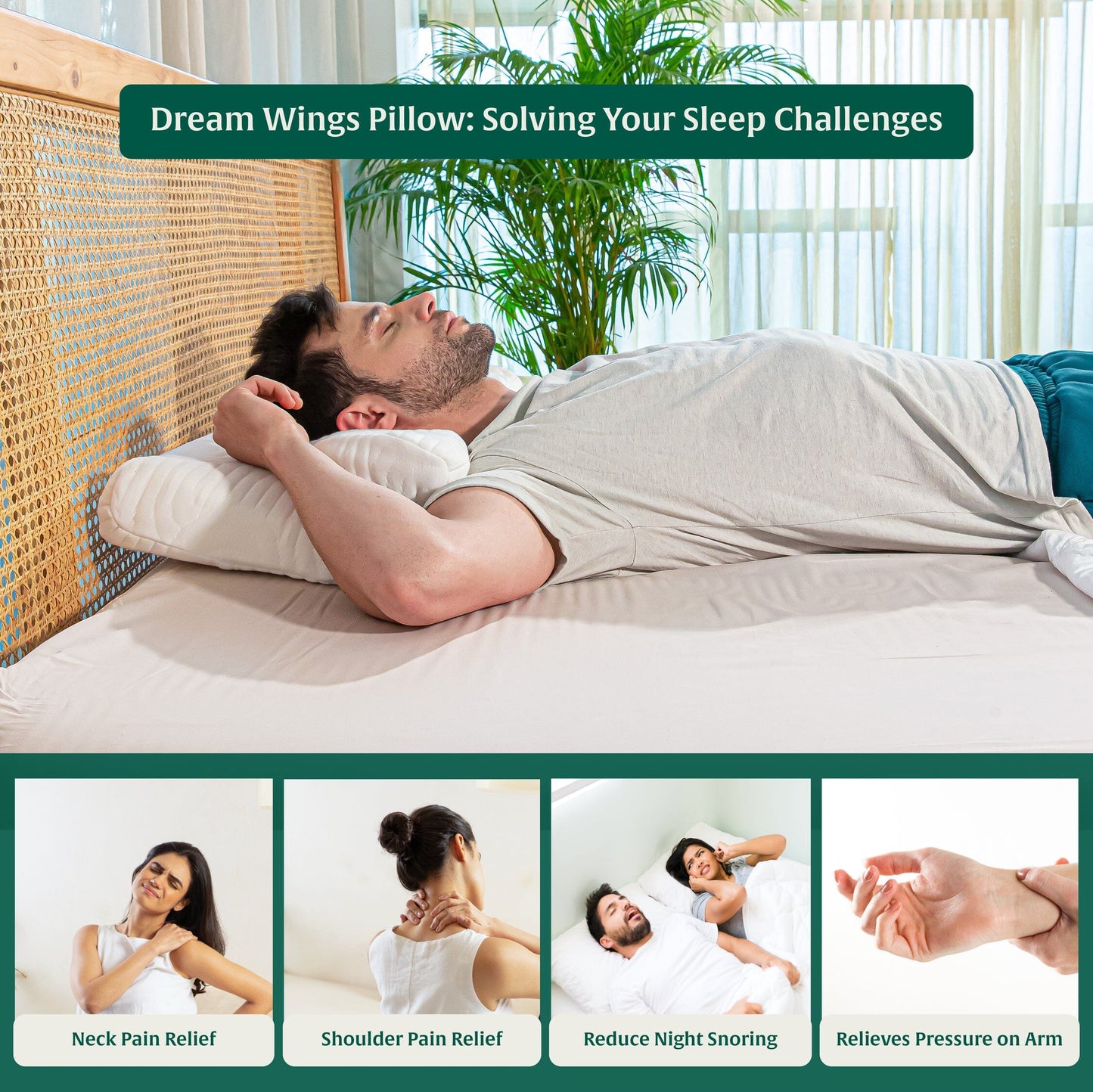 Oak - Memory Foam Neck Pillow - Butterfly - Medium Firm Contour Pillow The White Willow 