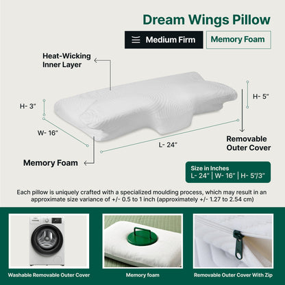 Oak - Memory Foam Neck Pillow - Butterfly - Medium Firm Contour Pillow The White Willow 