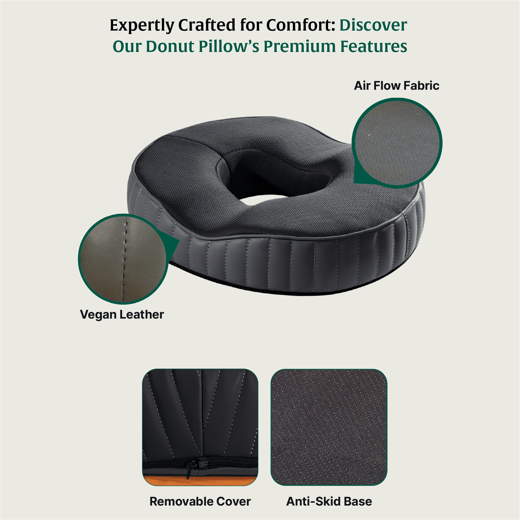 Sky - Donut Shaped Seat Cushion - Tailbone and Lumbar Support - Firm Seat Cushion The White Willow 