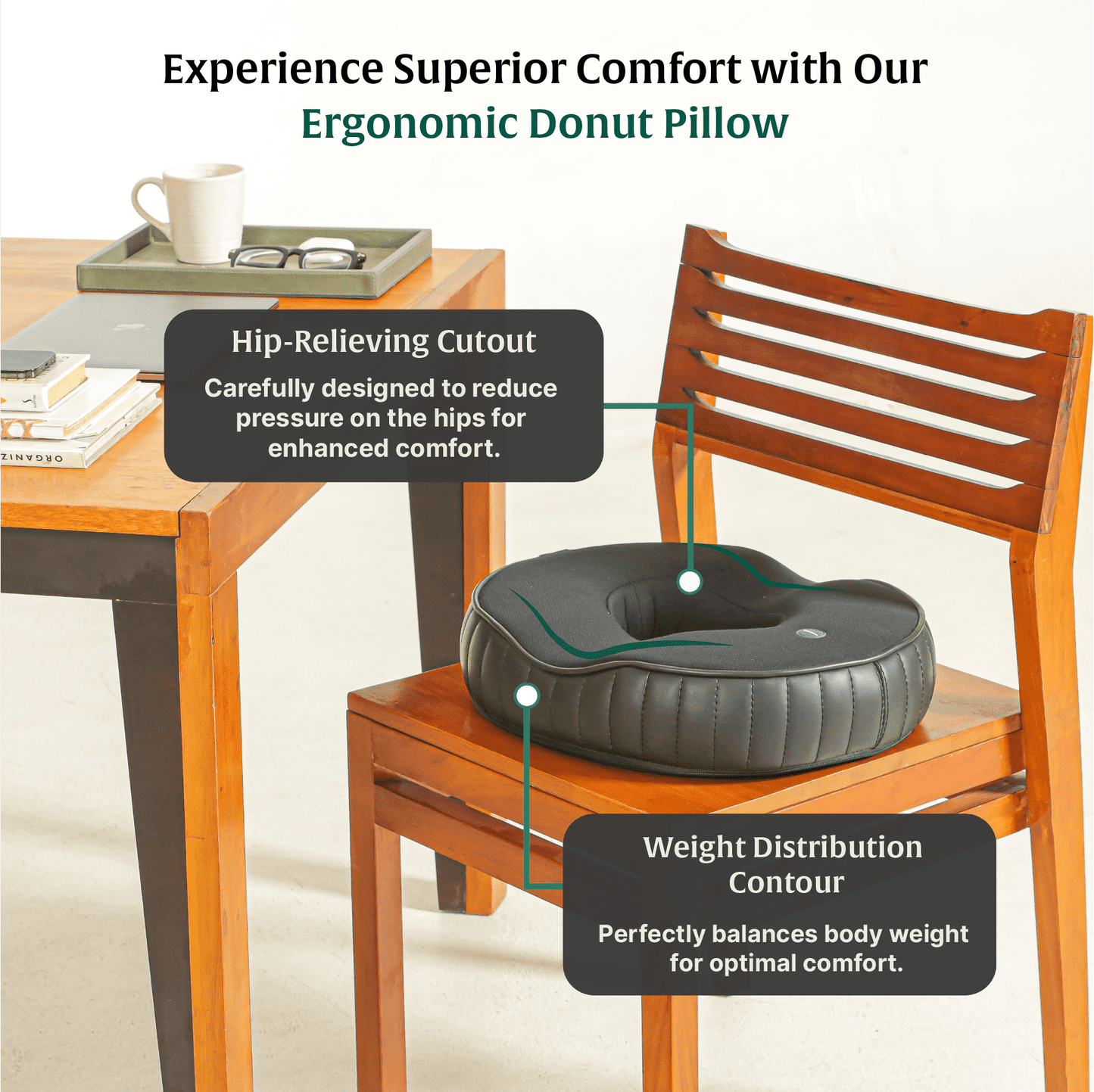 Sky - Donut Shaped Seat Cushion - Tailbone and Lumbar Support - Firm Seat Cushion The White Willow 