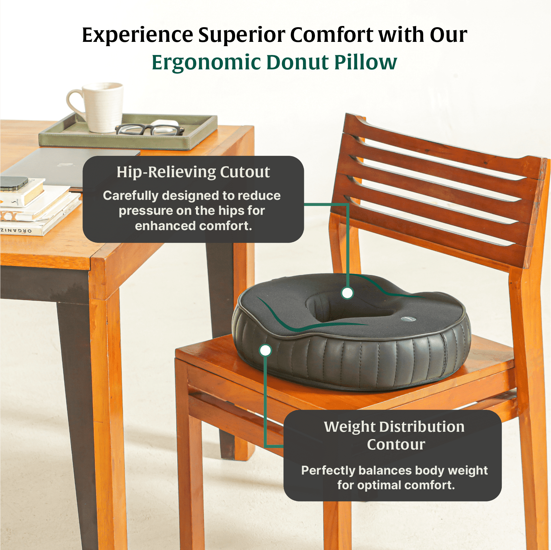 Sky - Donut Shaped Seat Cushion - Tailbone and Lumbar Support - Firm Seat Cushion The White Willow 